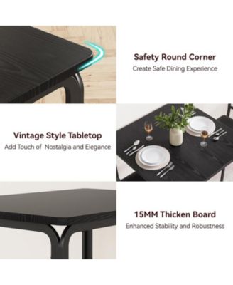 3 Piece Dining Table Set for 2 Metal Frame Wood Kitchen Table and 2 Chairs Small Dining Furniture Set for Small Space Apartment Dining Room