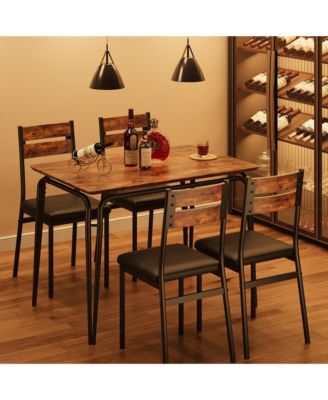 Dining Table for 4, Small Table and Chairs Set of 4, Square Dinette Set for 4, Dinner Table Set, 5 Piece Kitchen & Dining Room Sets for Small Space, Apartment