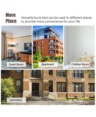 Twin Pull-Out Bunk Bed with Trundle Wooden Ladder