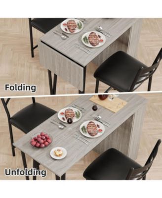 3-Piece Wood Bar Table Set with Storage Shelves Space-Saving Dining Set