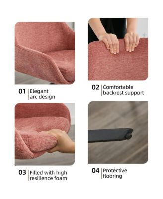 Linen Upholstered Swivel Side Chair, Mid Century Modern Dining Chairs with Metal Frame, Set of 1