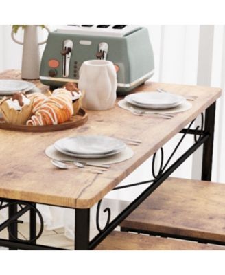 Dining Table Set for 4,Retro Industrial Dining Table & Chairs,Kitchen Table and Chairs for 4,Space-Saving Kitchen Table Set,5 Piece Dining Room Table Set