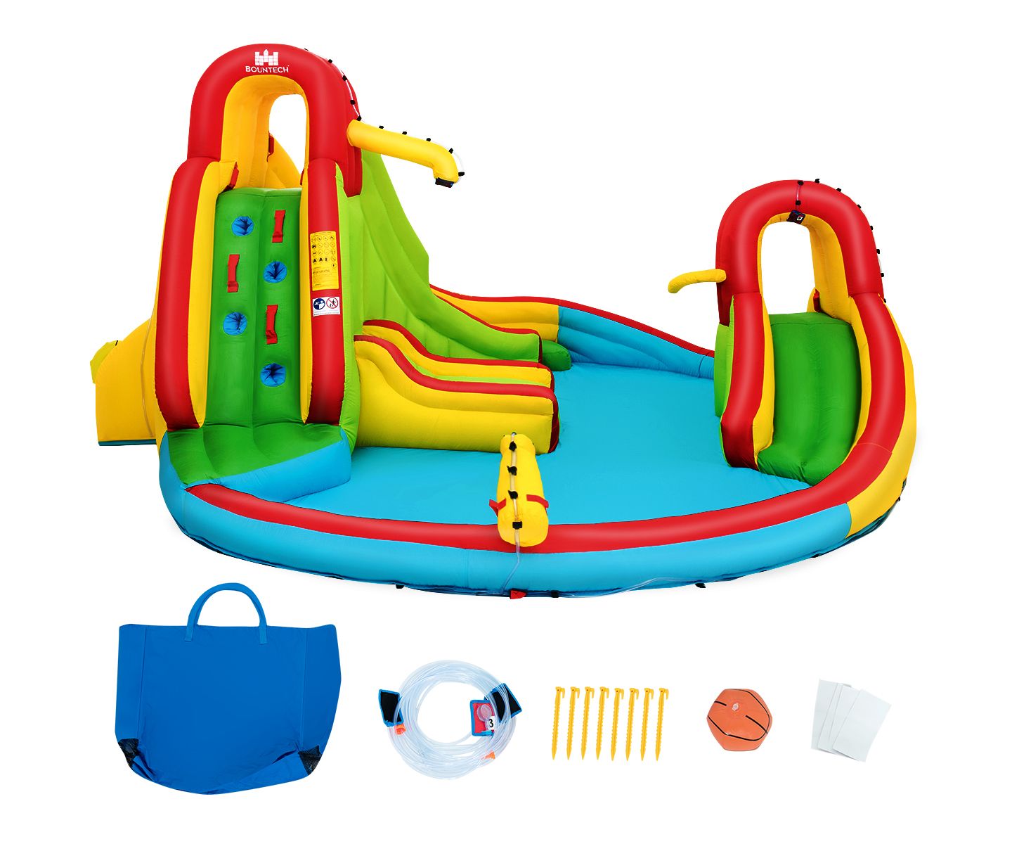 Детская игрушка Costway Inflatable Water Slide Park with Climbing Wall & Splash Pool, Ages 3-10, цвет: Синий — фото 11