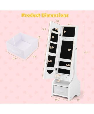 Kids Vanity Set Princess Makeup Dressing Table & Chair Set with Jewelry Armoire