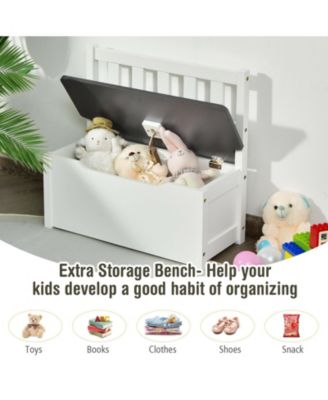 4 Pieces Kids Wooden Activity Table and Chairs Set with Storage Bench and Study Desk