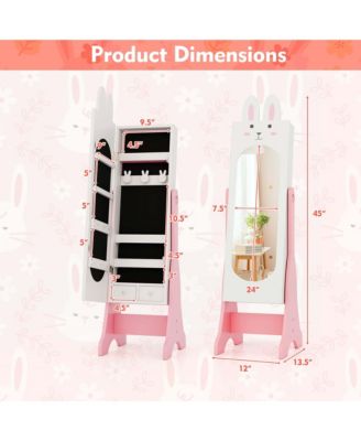 Kids Vanity Set Princess Makeup Dressing Table and Chair Set with Jewelry Armoire