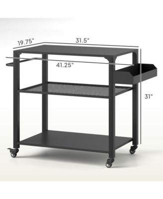 3-Shelf Outdoor Grill Cart, Pizza Oven Sd with Storage Racks