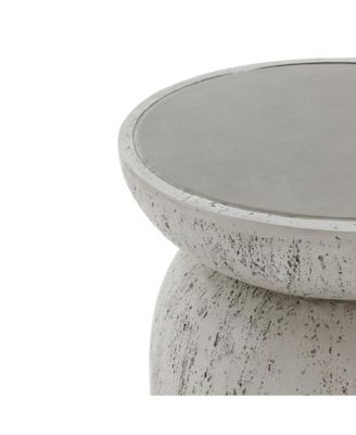 Rustic Indoors and Outdoors Round 15.75-Inch Tall MgO Side Table