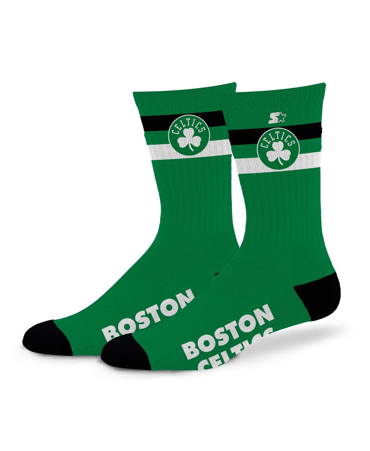 STARTER MEN'S AND WOMEN'S BOSTON CELTICS TEAM COLOR TWO-STRIPE CREW SOCKS 
