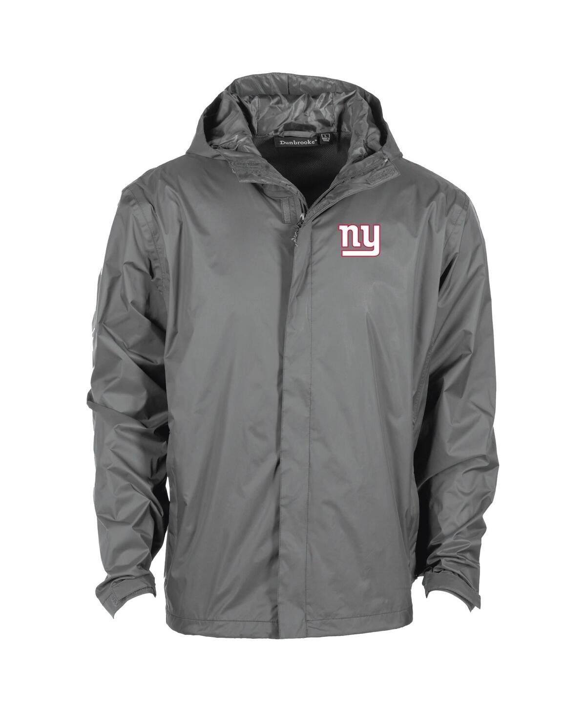 DUNBROOKE MEN'S GRAPHITE NEW YORK GIANTS TROPIC WATERPROOF PACKABLE FULL-ZIP HOODIE JACKET 
