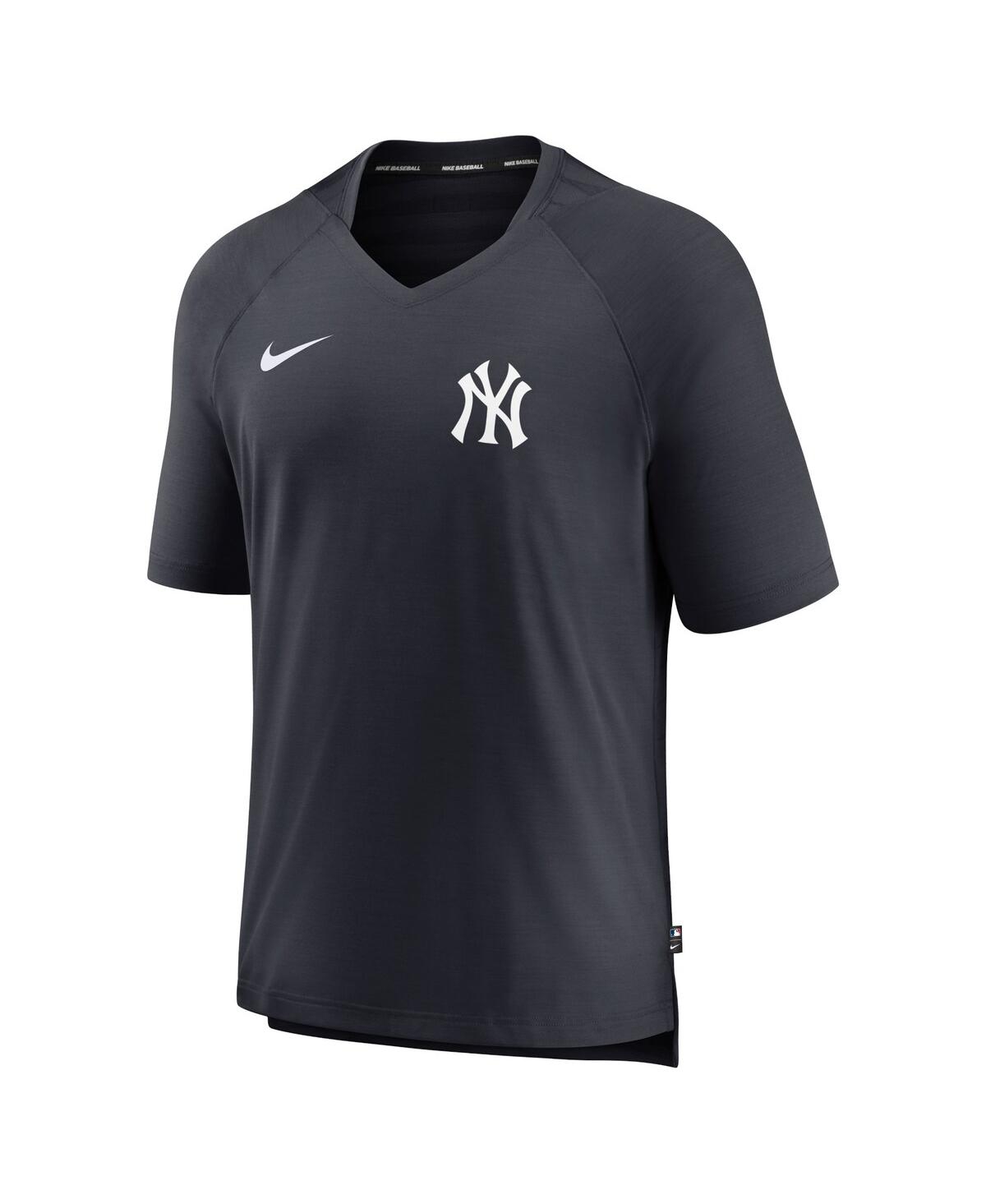 NIKE MEN'S NAVY NEW YORK YANKEES AUTHENTIC COLLECTION PREGAME RAGLAN PERFORMANCE V-NECK T-SHIRT