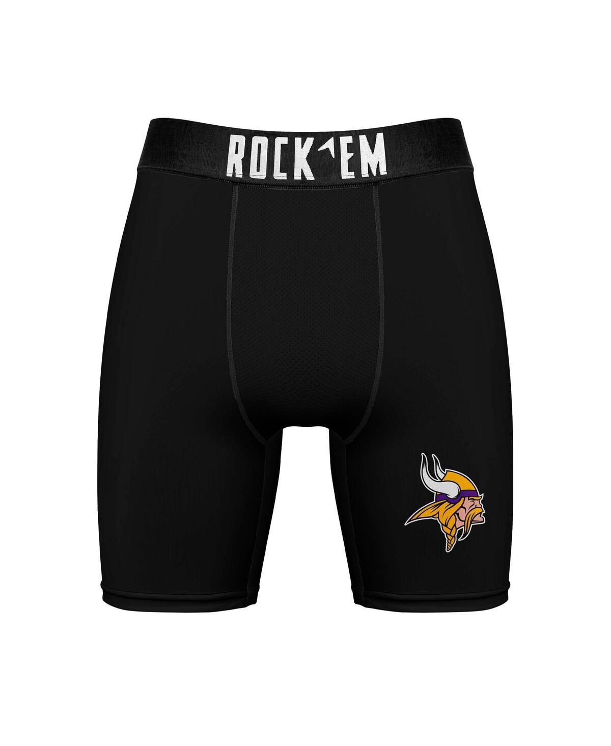Rock 'em Men's Minnesota Vikings Primary Crew Socks Boxer Briefs Combo Pack In No Color