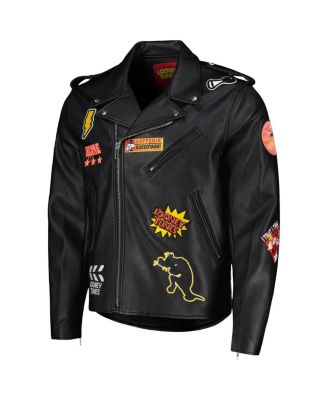 Men's Sylvester Black Looney Tunes Graphic Biker Full-Zip Jacket