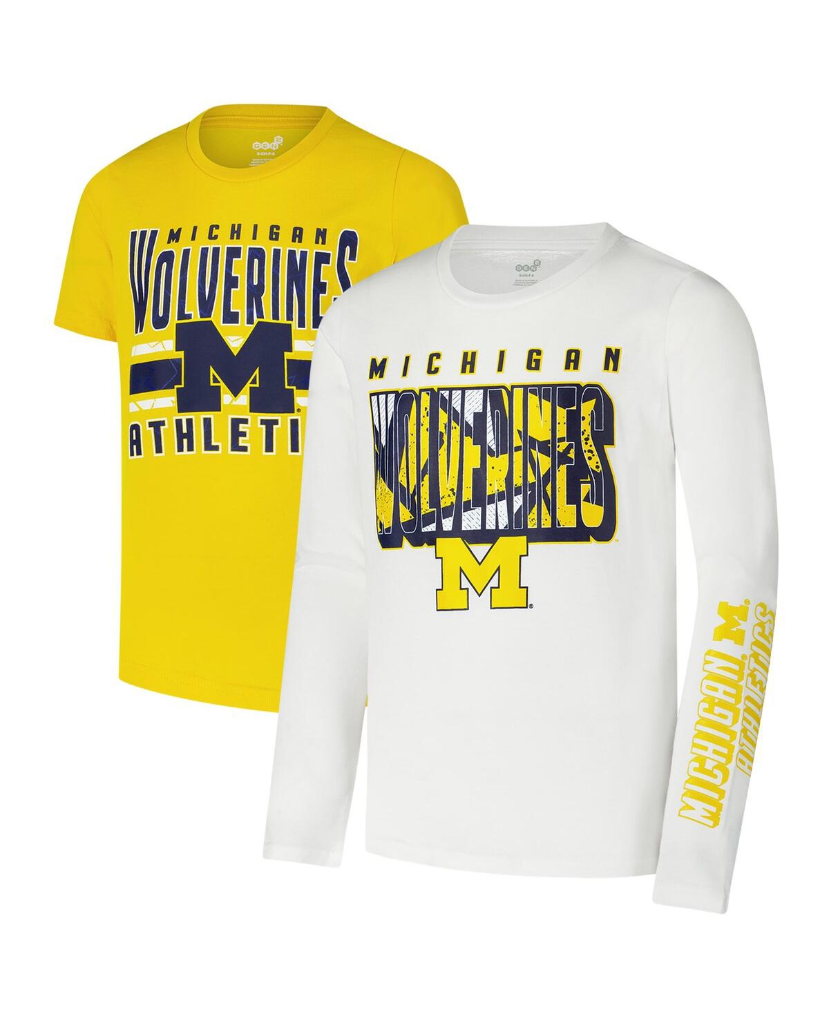 Outerstuff Youth Michigan Wolverines In The Mix T-shirt Combo Set In Maize