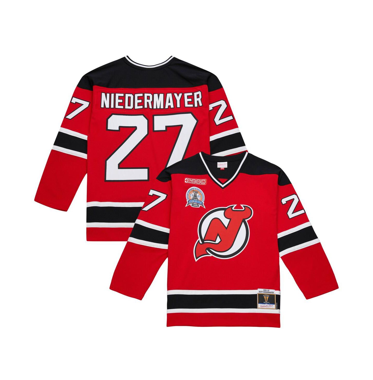 Мужской топ Mitchell & Ness Scott Niedermayer Red New Jersey Devils Big & Tall 1999/00 Blue Line 2.0 Jersey — фото 1