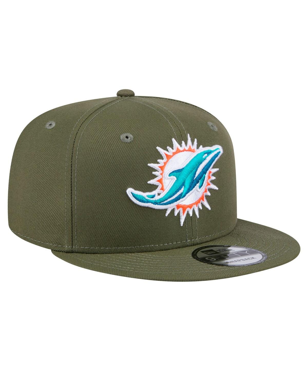 NEW ERA MEN'S OLIVE MIAMI DOLPHINS MAIN 9FIFTY SNAPBACK HAT 