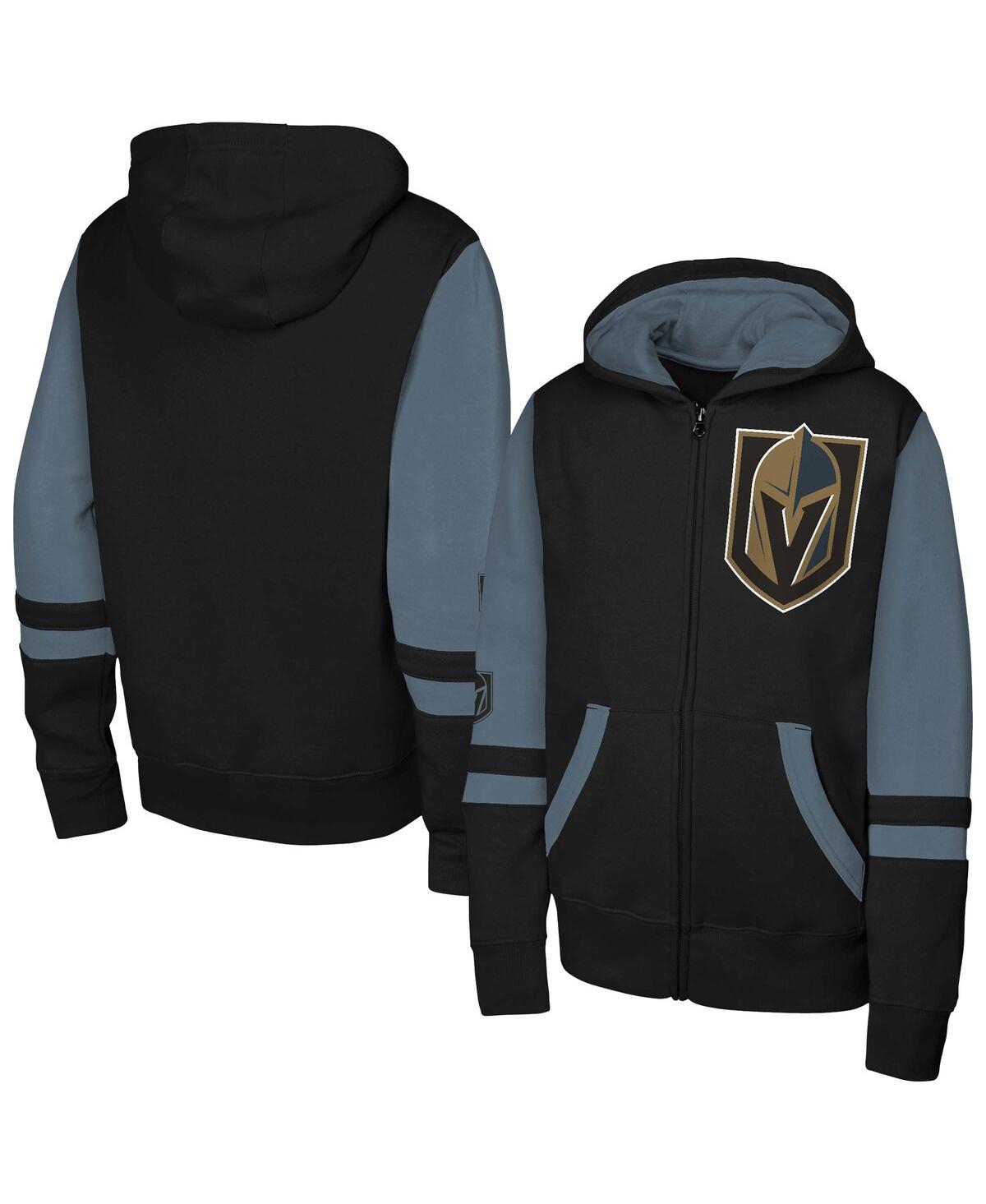 Outerstuff Big Boys And Girls Black Vegas Golden Knights Face Off Full-zip Hoodie In Black