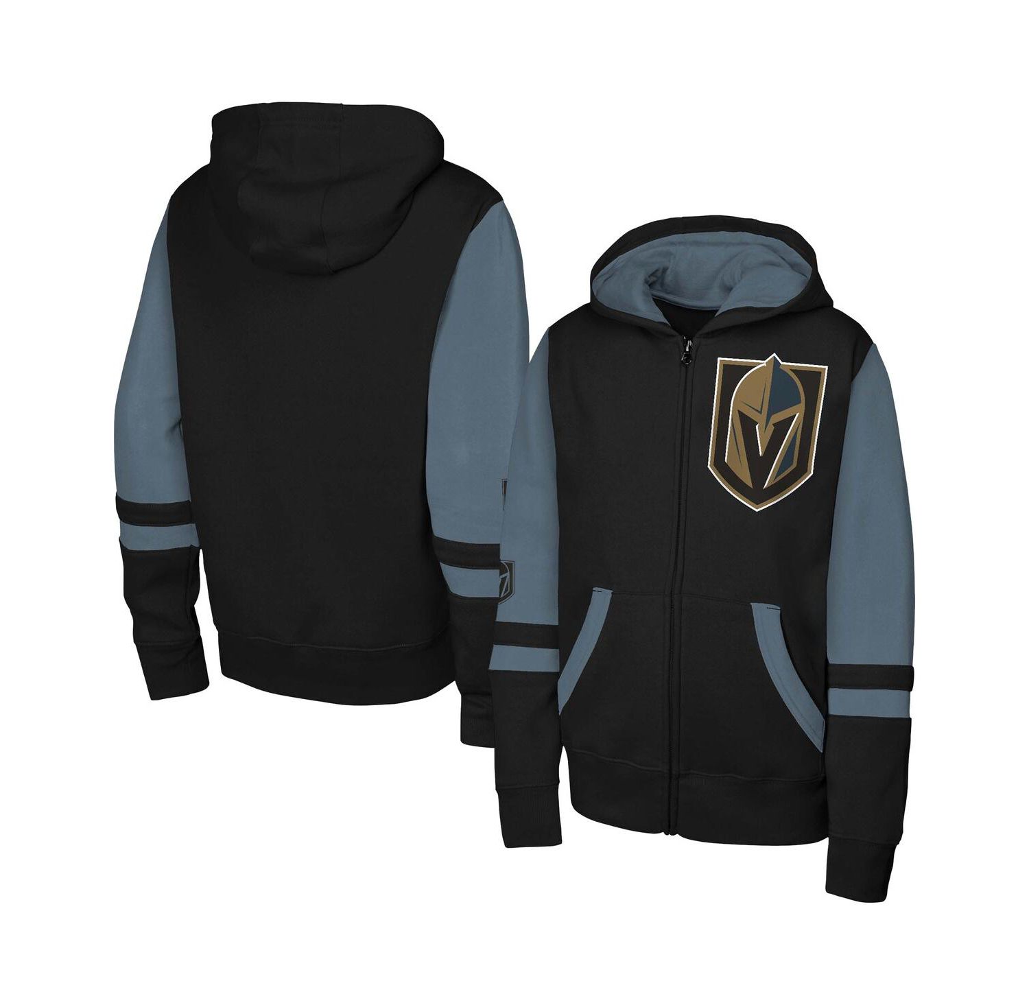 Big Boys and Girls Black Vegas Golden Knights Face Off Full-Zip Hoodie