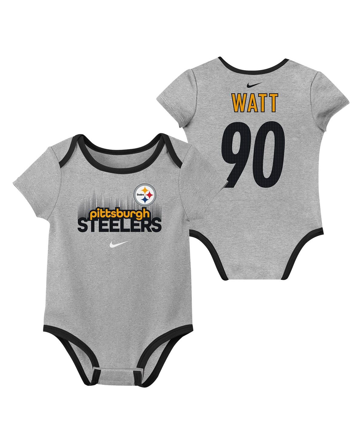 Nike Big Boys And Girls T.j. Watt Pittsburgh Steelers Name Number 3-pack Bodysuit Set In Black