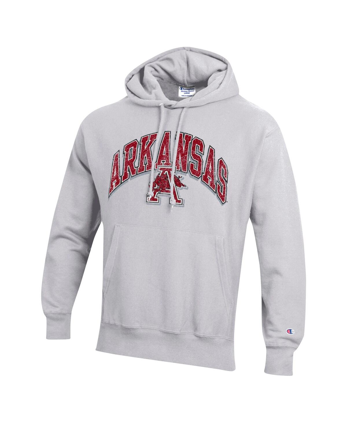 Champion Men's Gray Arkansas Razorbacks Vault Late Night Reverse Weave Pullover Hoodie In Gray