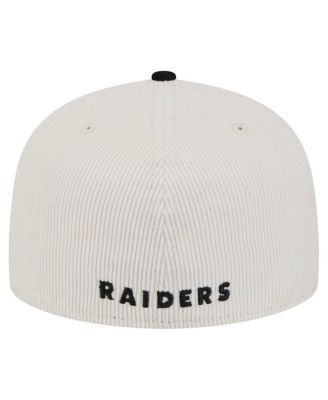 Men's Cream/Gray Las Vegas Raiders Throwback Corduroy 59FIFTY Fitted Hat