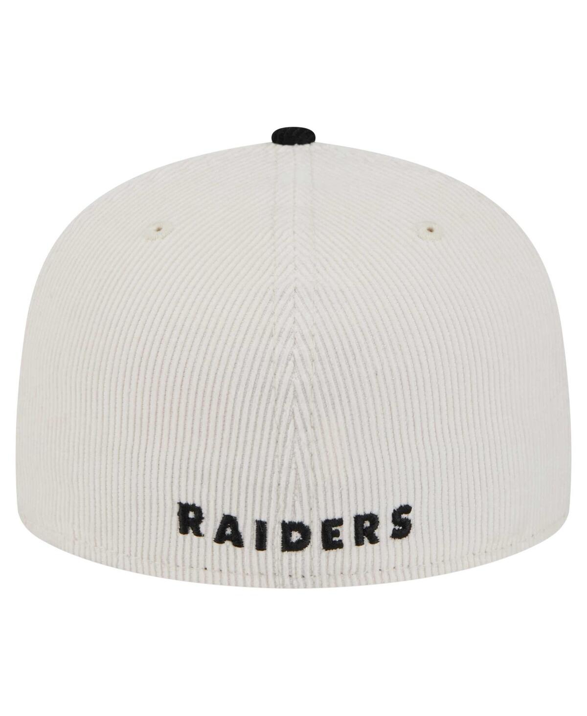 NEW ERA MEN'S CREAM/GRAY LAS VEGAS RAIDERS THROWBACK CORDUROY 59FIFTY FITTED HAT