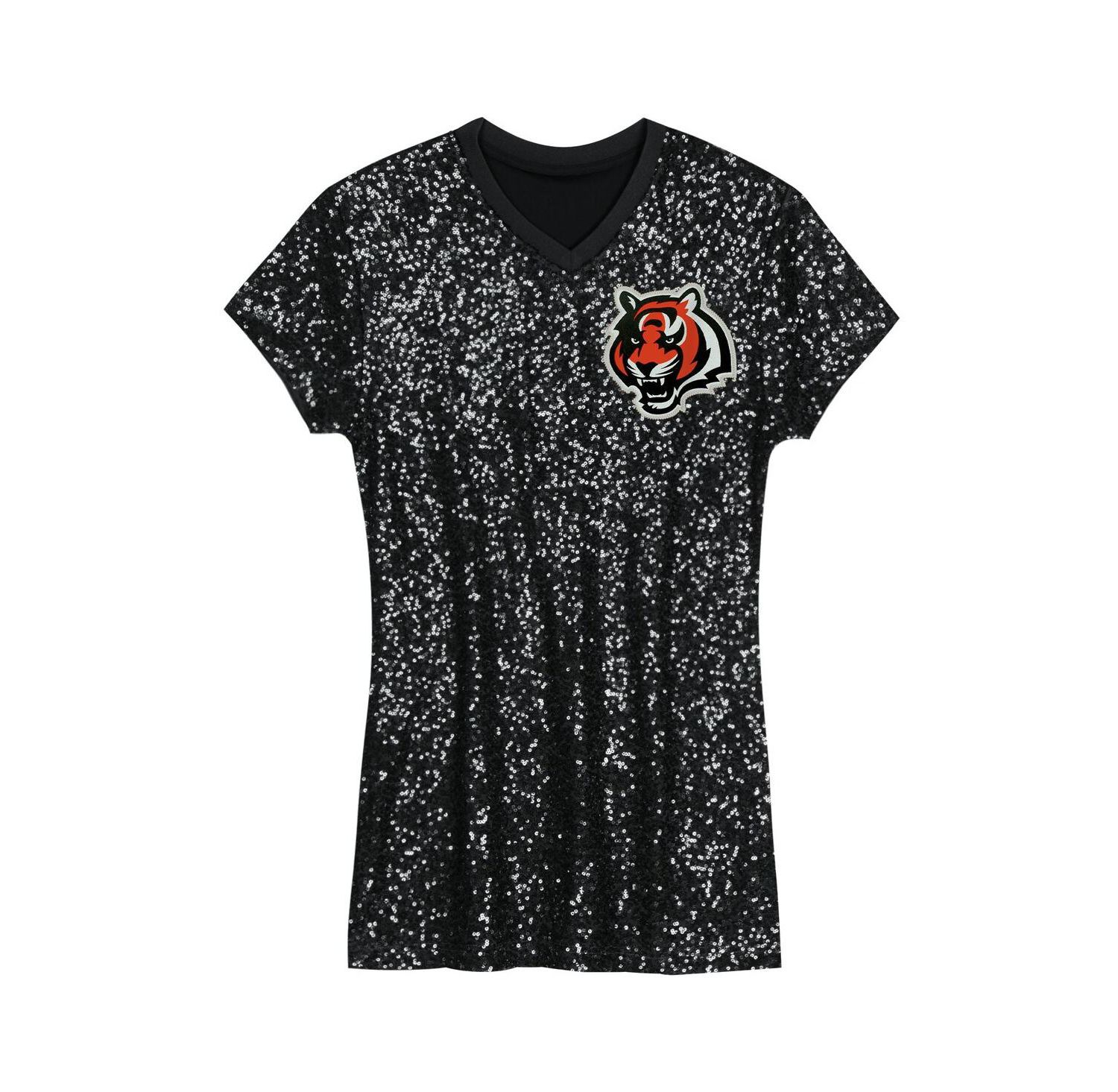 Big Girls Joe Burrow Black Cincinnati Bengals Sequin Player Name & Number V-Neck Dress
