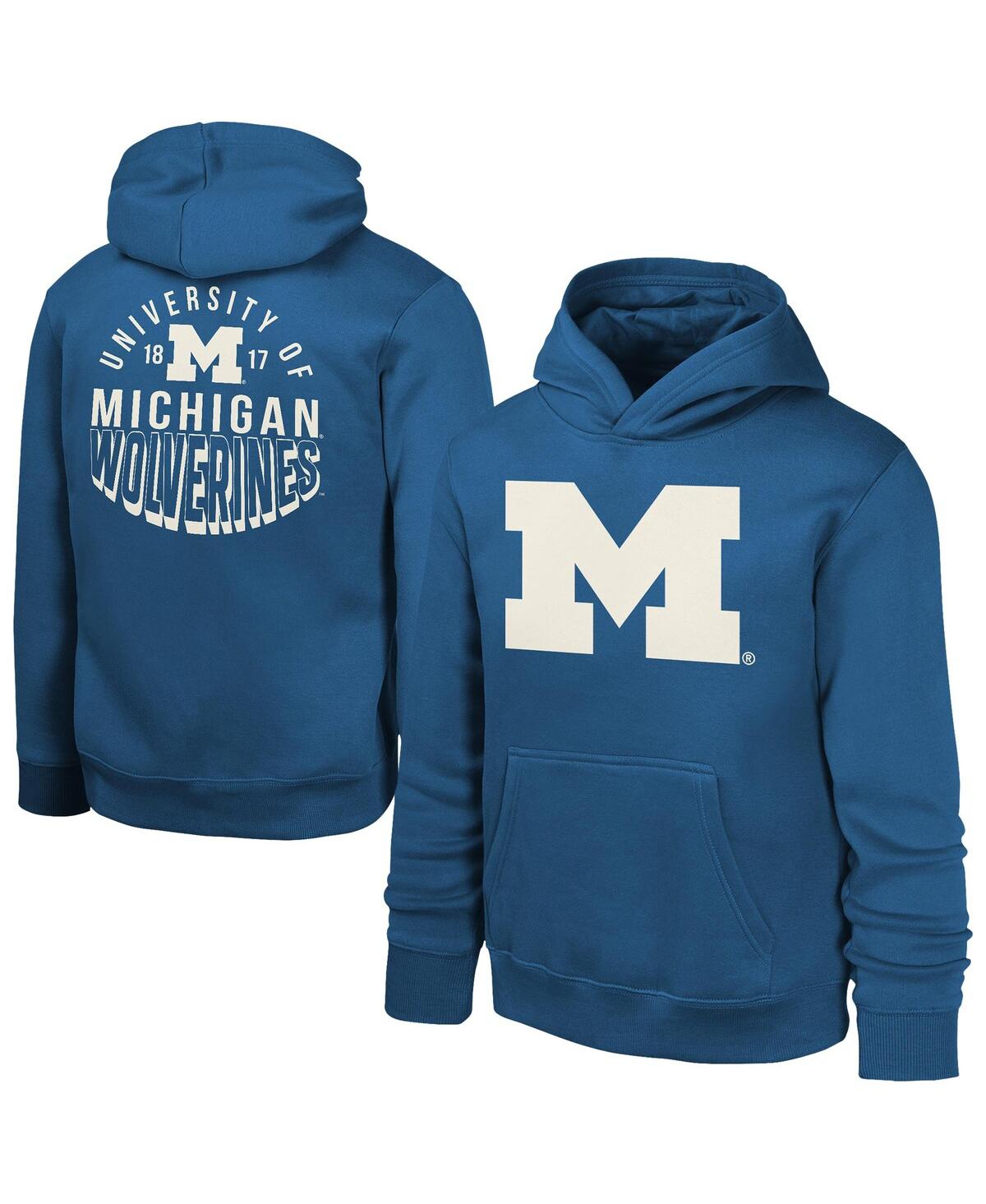 Outerstuff Big Boys And Girls Navy Michigan Wolverines Team Banner Fleece Pullover Hoodie In Navy