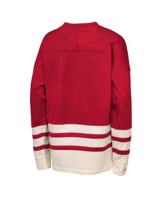 Big Boys and Girls Red Detroit Red Wings Chainstitch Heavyweight Long Sleeve Top