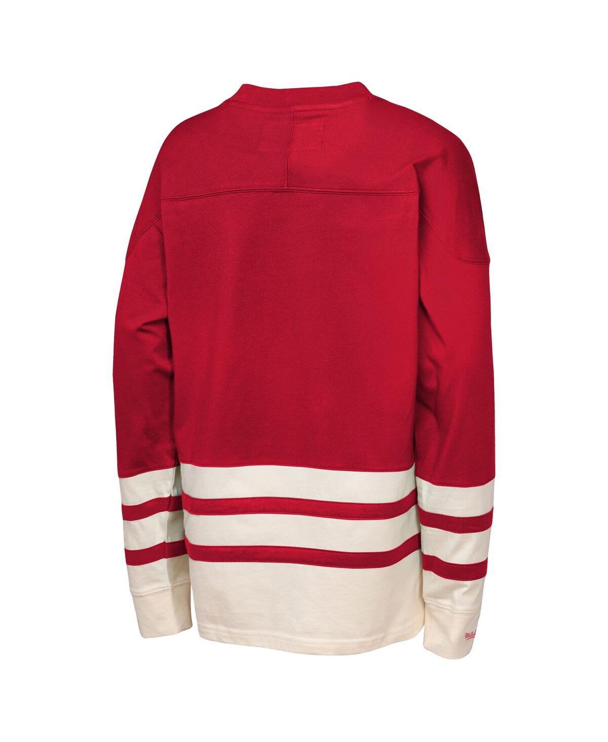 Mitchell & Ness Big Boys And Girls Red Detroit Red Wings Chainstitch Heavyweight Long Sleeve Top In Red