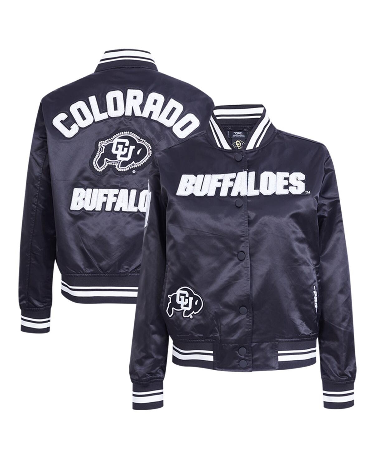 Women's Black Colorado Buffaloes Satin Cultivated Pearl Full-Snap Jacket - Black