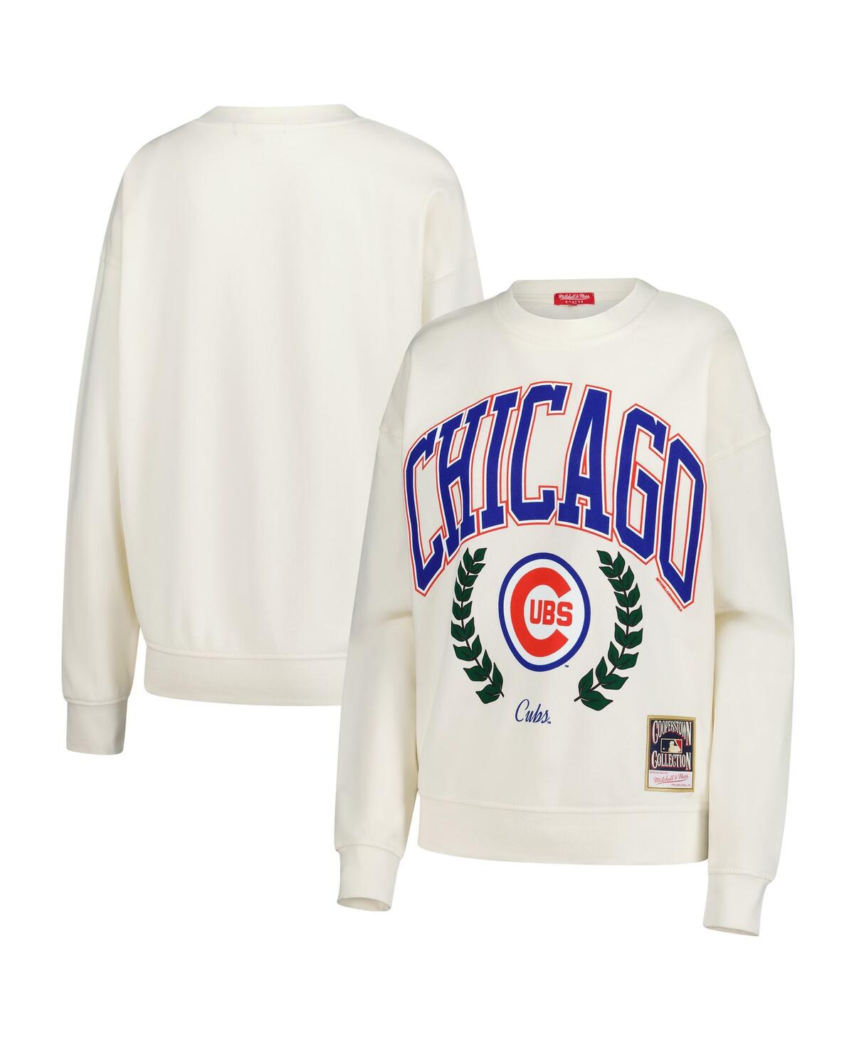 Women's Cream Chicago Cubs Cooperstown Collection Laurel Pullover Sweatshirt - Cream