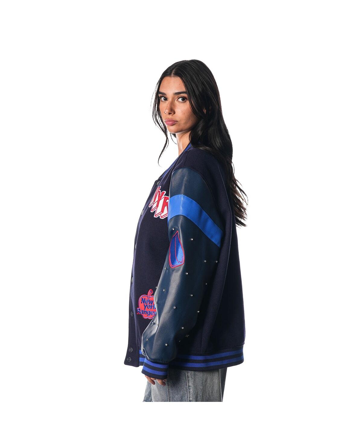 The Wild Collective Blue New York Rangers Full-snap Varsity  Jacket In Blue