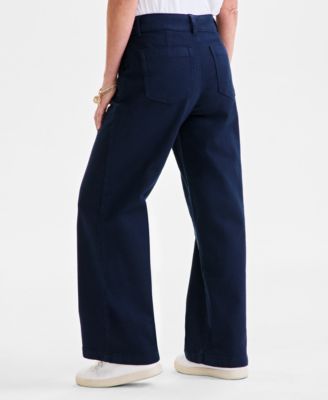 Petite Mid-Rise Dobby Twill Wide-Leg Pants, Exclusively at Macy's