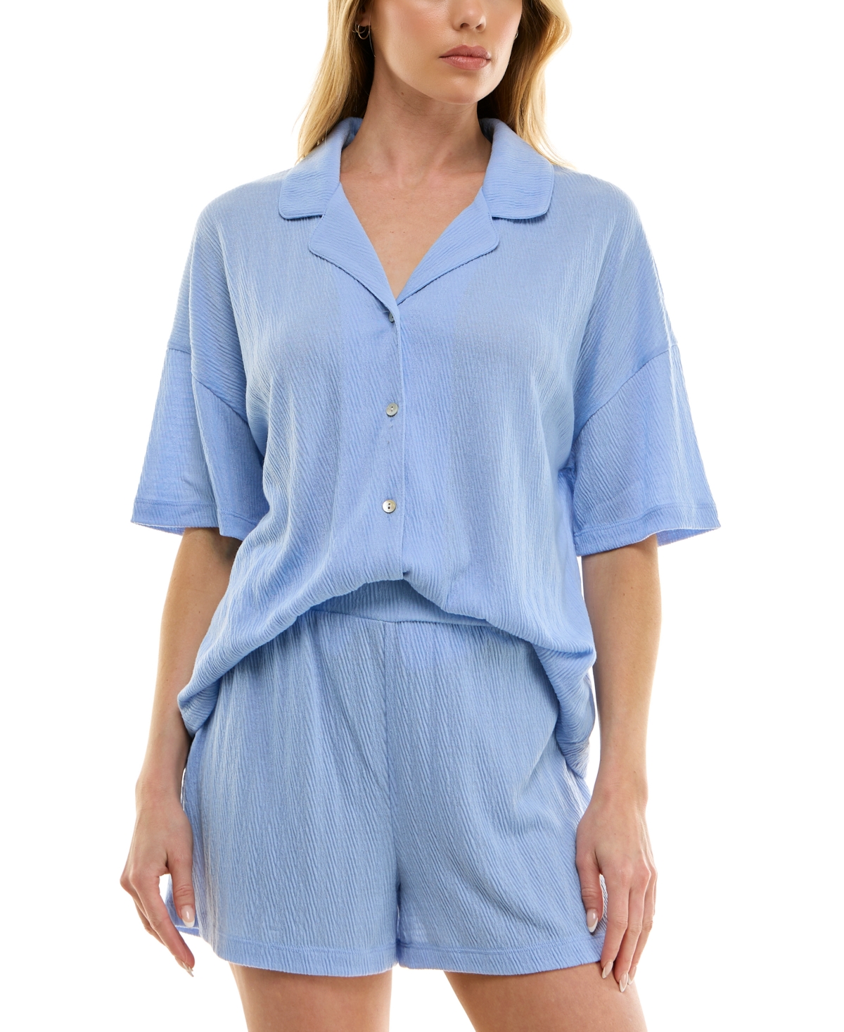 Women's Knitted Gauze Short Pajama Set - Sage
