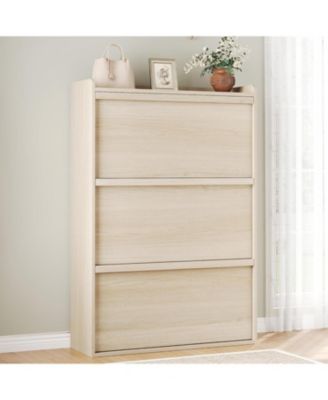 Shoe Cabinet with 3 Flip Drawers, Modern Shoe Rack Storage Organizer