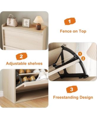 Shoe Cabinet with 3 Flip Drawers, Modern Shoe Rack Storage Organizer