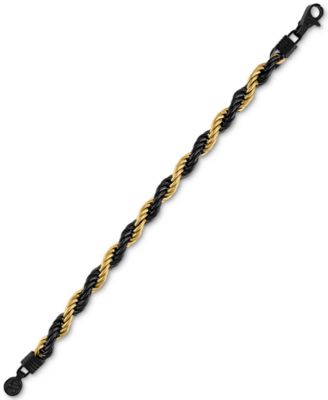 Intertwined Rope Link Chain Bracelet in Black & Gold-Tone Ion-Plated Stainless Steel, Exclusively at Macy's