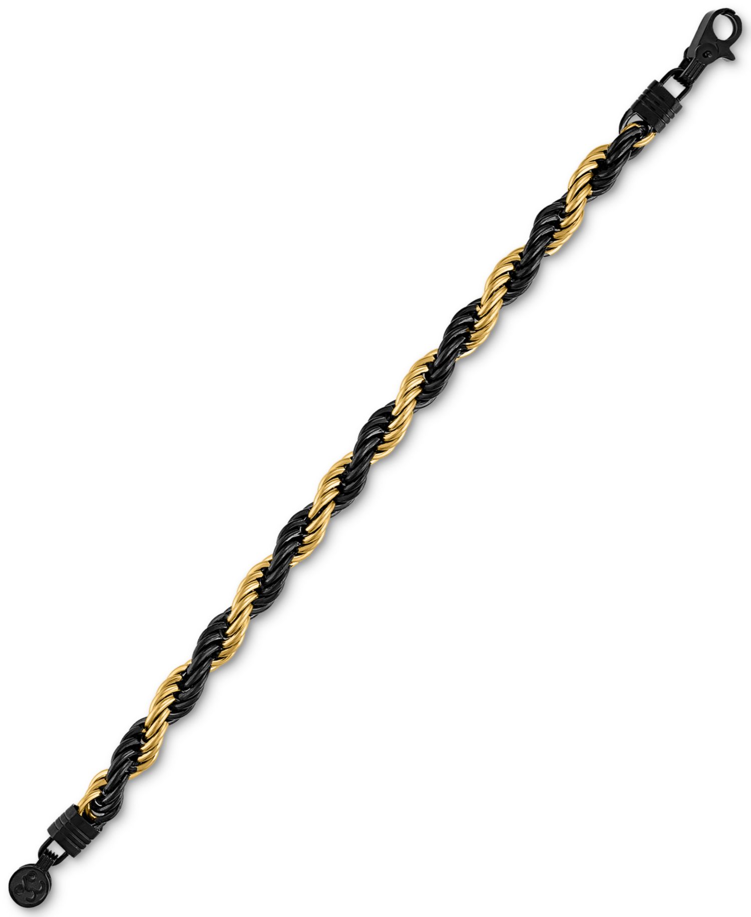 Intertwined Rope Link Chain Bracelet in Black & Gold-Tone Ion-Plated Stainless Steel
