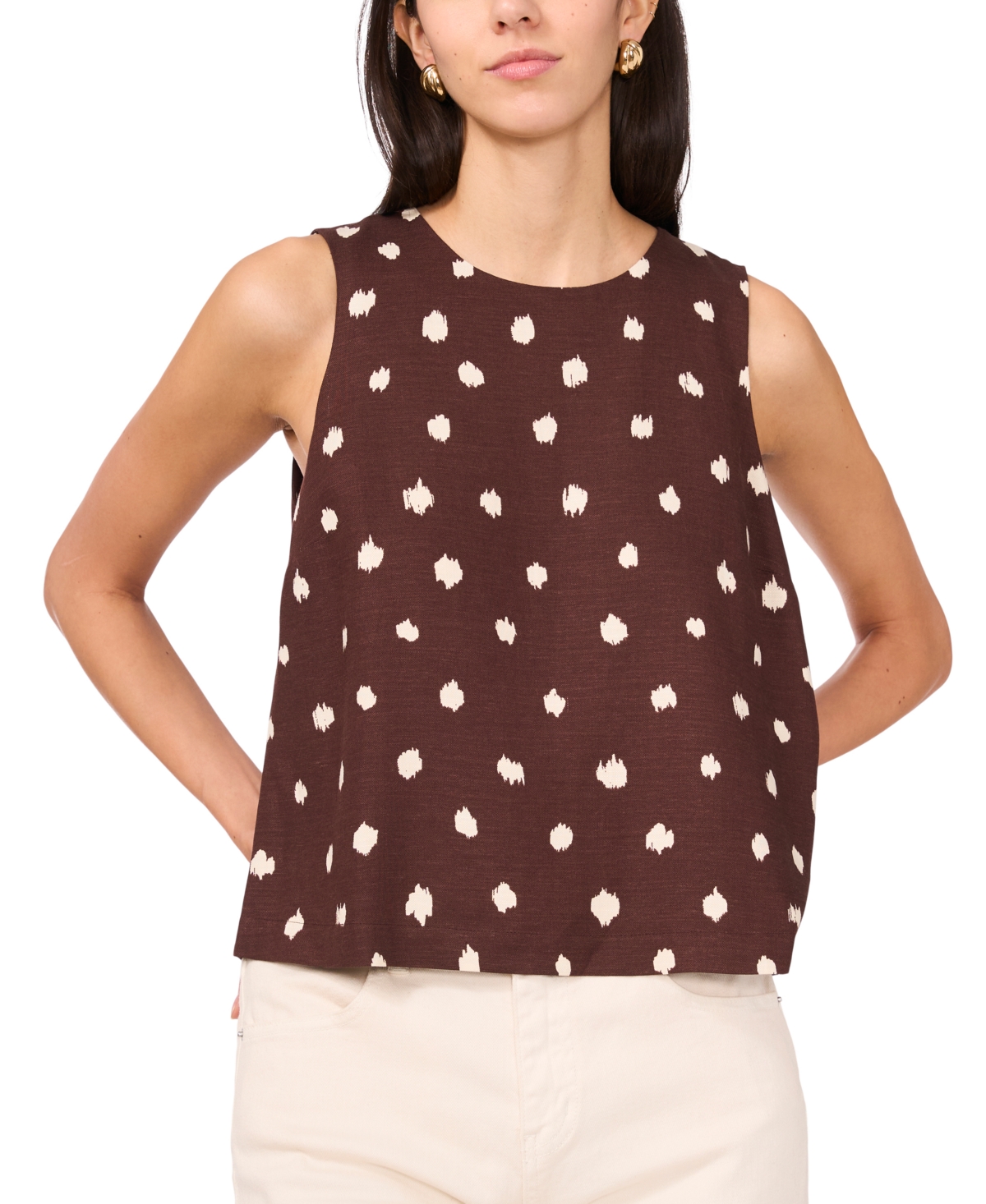 1.state Crewneck Linen-blend Tank In Mahogany