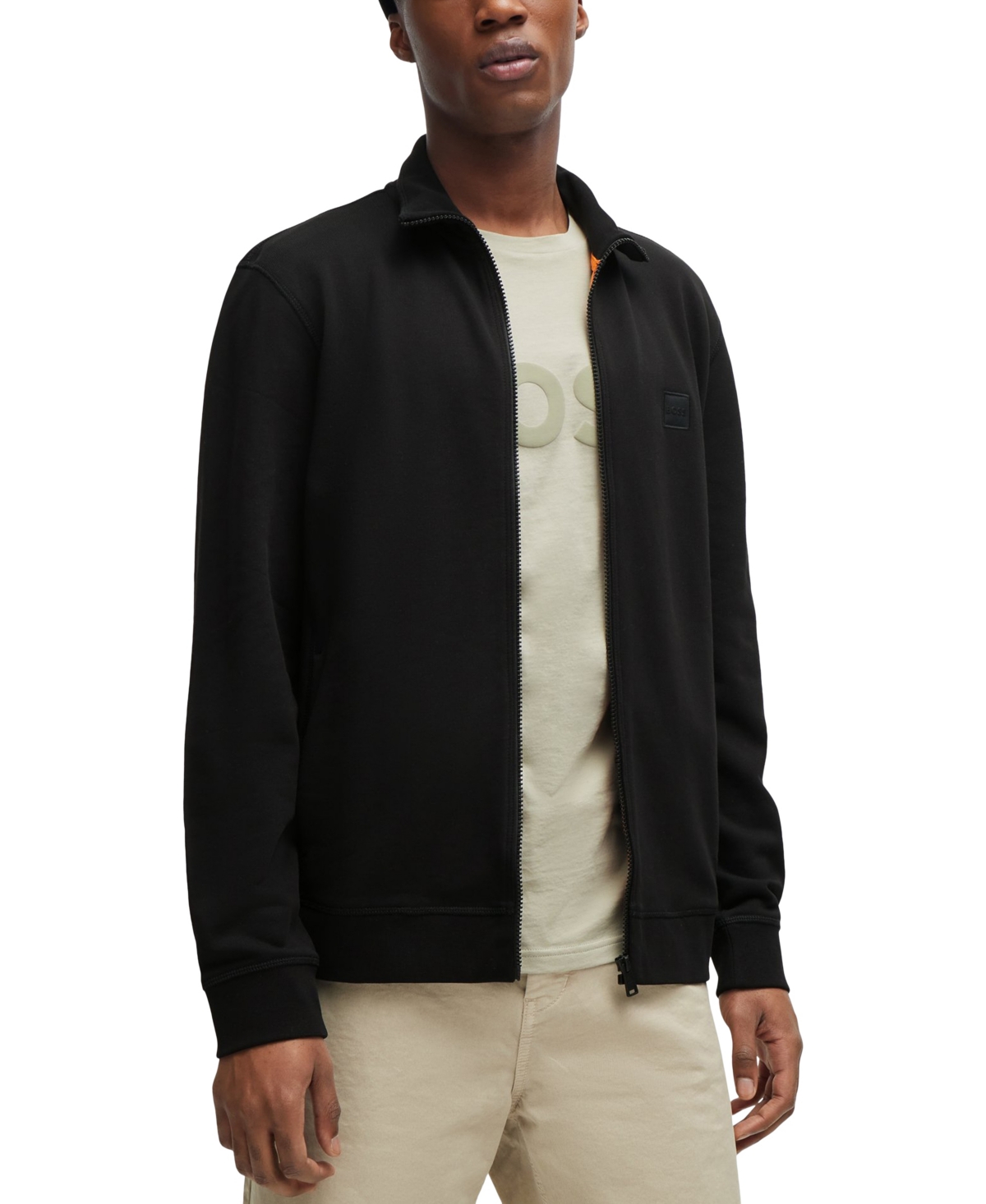 Hugo Boss Boss By  Men's Logo Badge Zip-up Jacket In Black