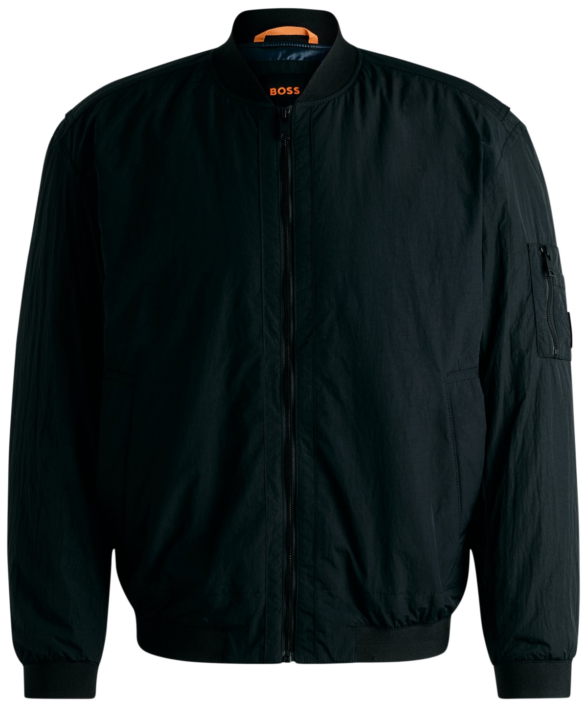 Hugo Boss Boss By  Men's Logo Badge Water-repellent Bomber Jacket In Black