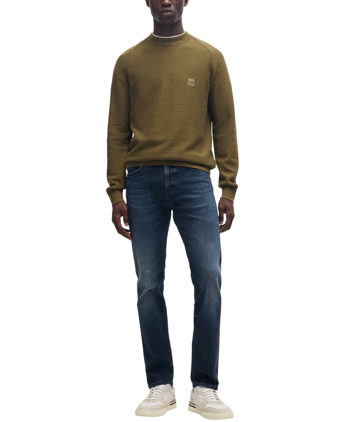 Hugo Boss Boss By  Men's Logo Patch Regular-fit Sweater In Open Green