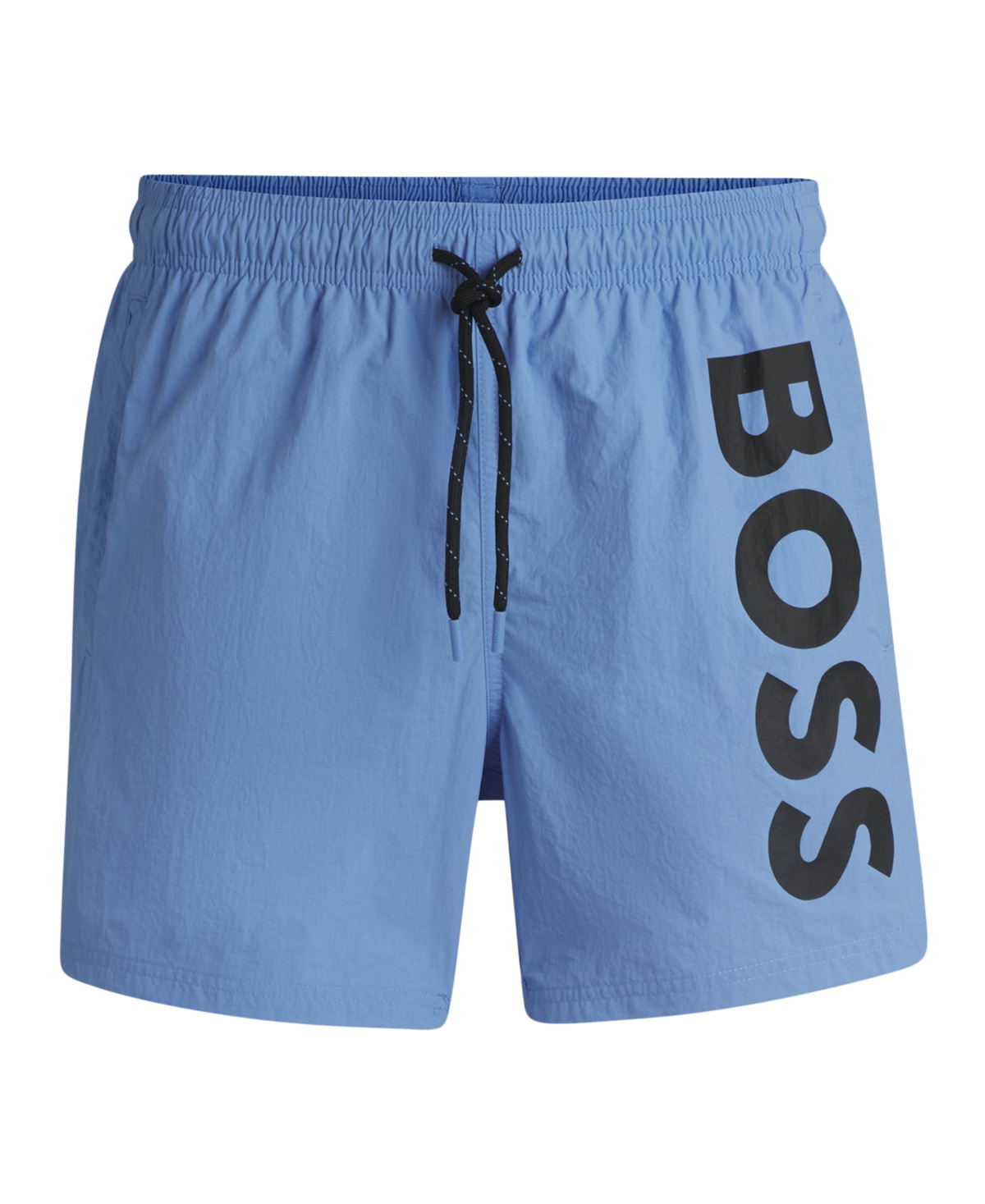 Hugo Boss Vertical-logo-print Swim Shorts In Quick-dry Poplin In Open Blue