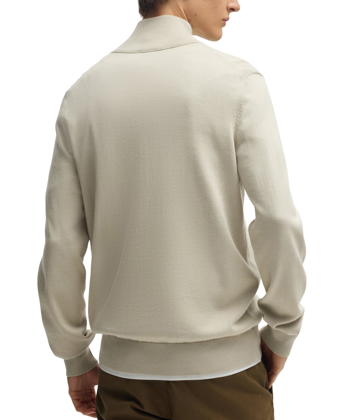 HUGO BOSS BOSS BY HUGO BOSS MEN'S LOGO PATCH ZIP-NECK SWEATER 
