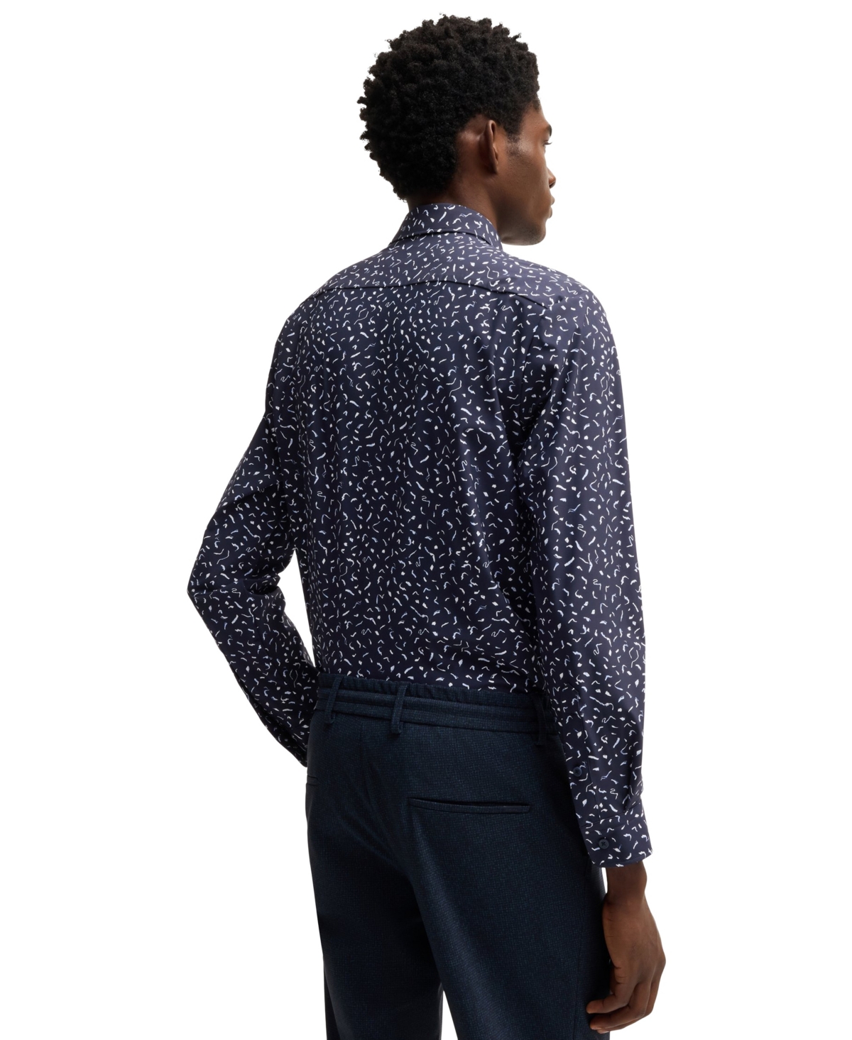 Hugo Boss Boss By  Men's Slim-fit Printed Performance Shirt In Navy