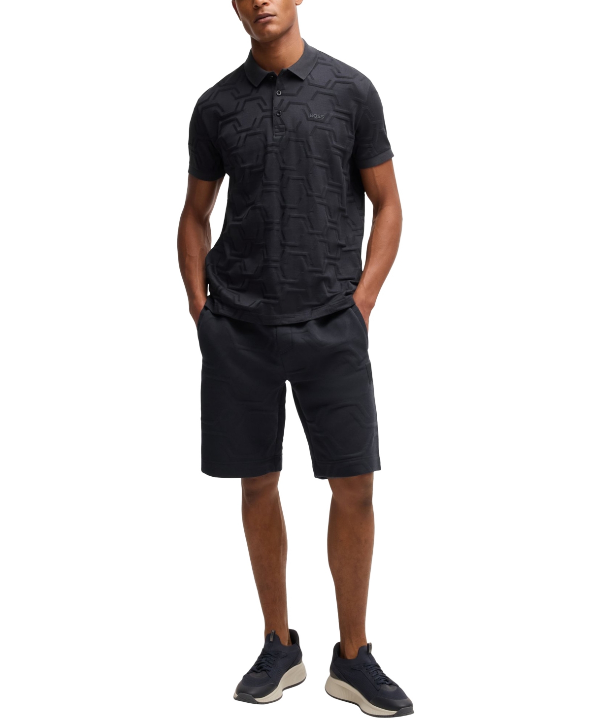 Hugo Boss Boss By  Men's Quilted Relaxed-fit Paddy Polo In Dark Blue