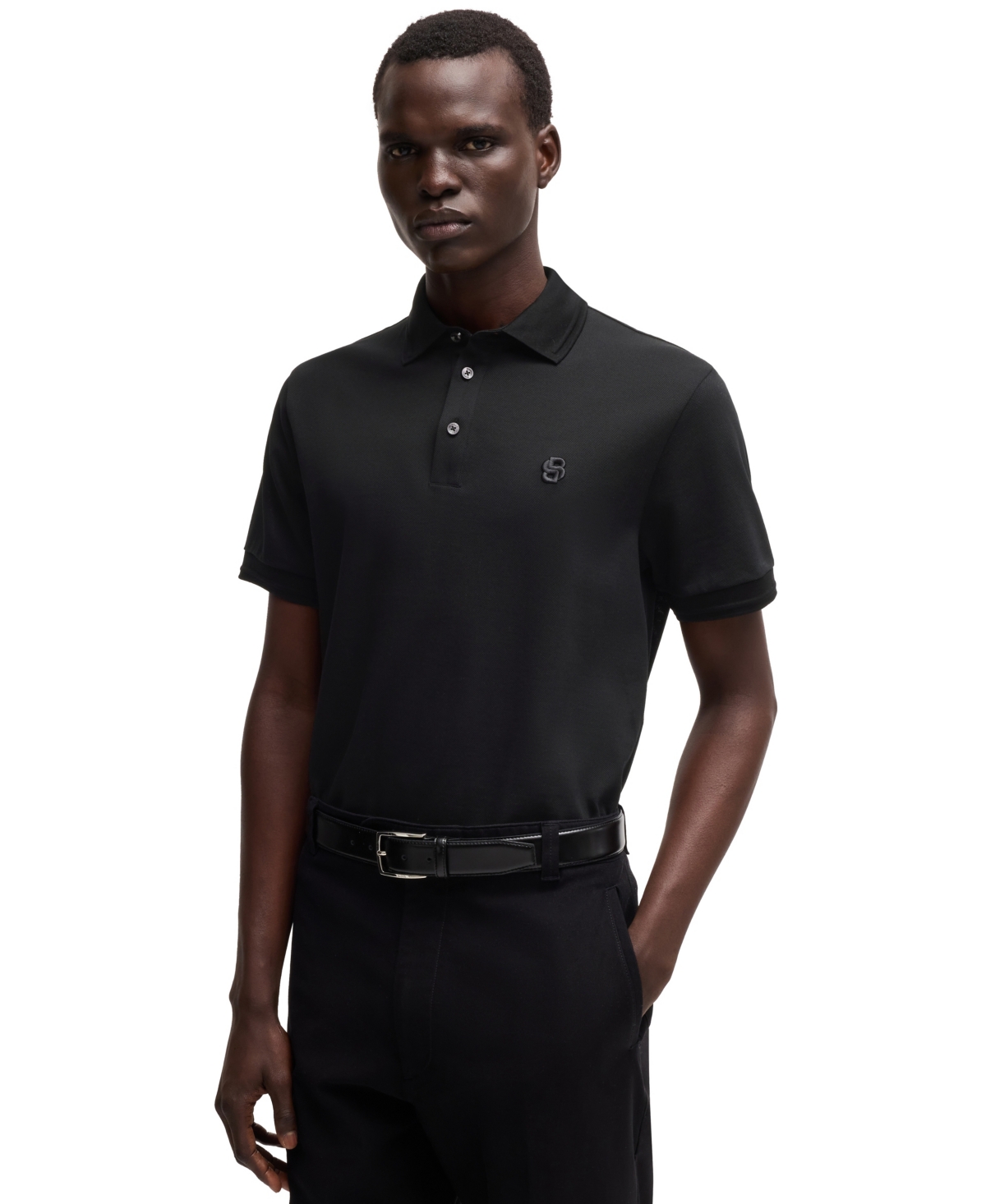 HUGO BOSS BOSS BY HUGO BOSS MEN'S DOUBLE B MONOGRAM REGULAR-FIT POLO 