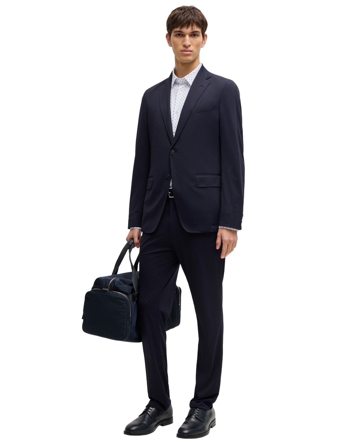 Hugo Boss Boss By  Men's Slim-fit Geometric Print Performance Shirt In Open Blue