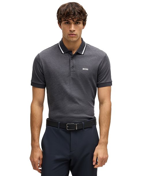 alfani BOSS by Hugo Boss Men's Jacquard Regular-Fit Paddy Polo Brands